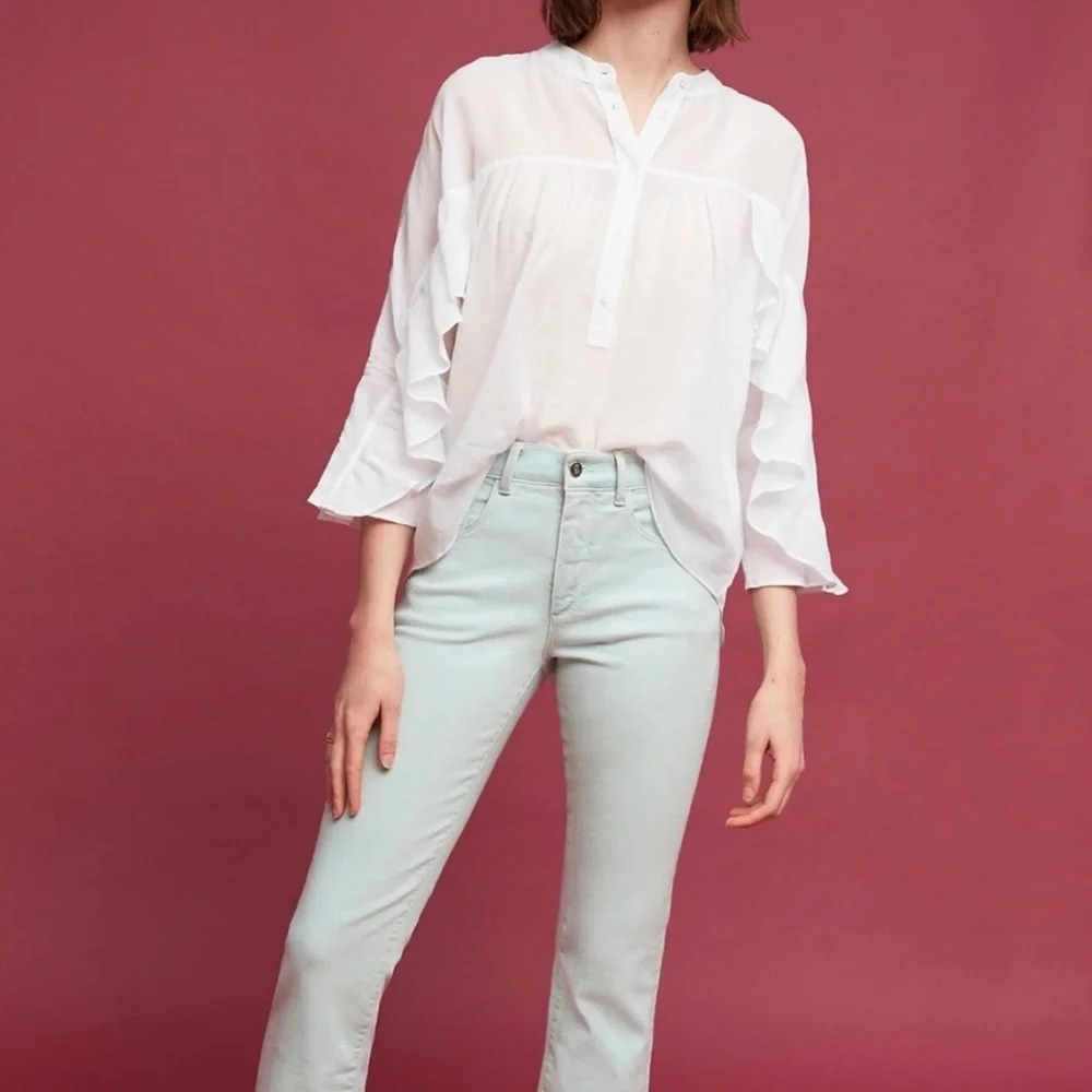 Maeve Gauze Ruffle Sleeve Popover Top